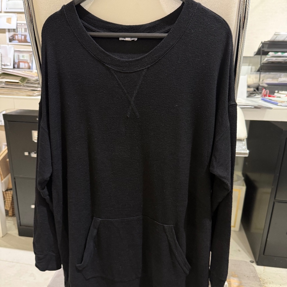 Splendid Wide Neck Sweatshirt with Front Pocket